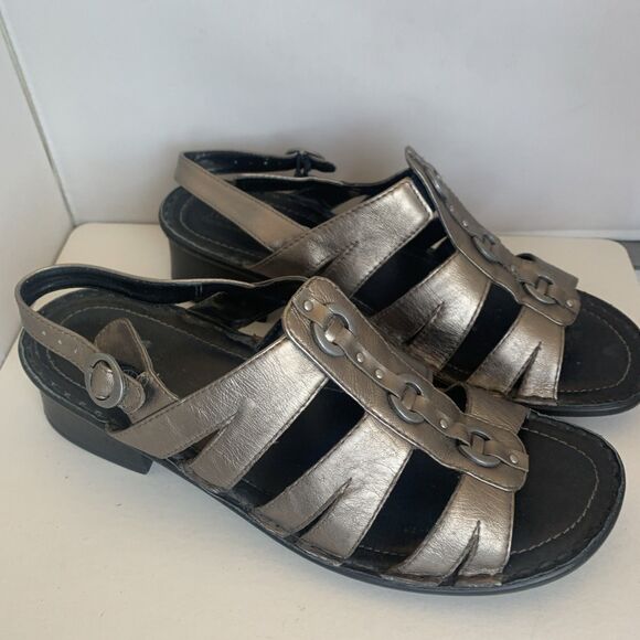 Josef Seibel 41 Bronze & Black Low Profile Women's Leather Sandals - Picture 2 of 3